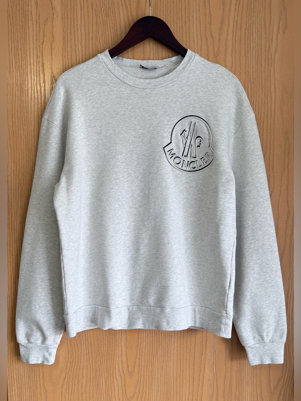 Moncler | Mens Large | Gray Logo Crewneck Cotton Sweatshirt | Luxury Casual Wear